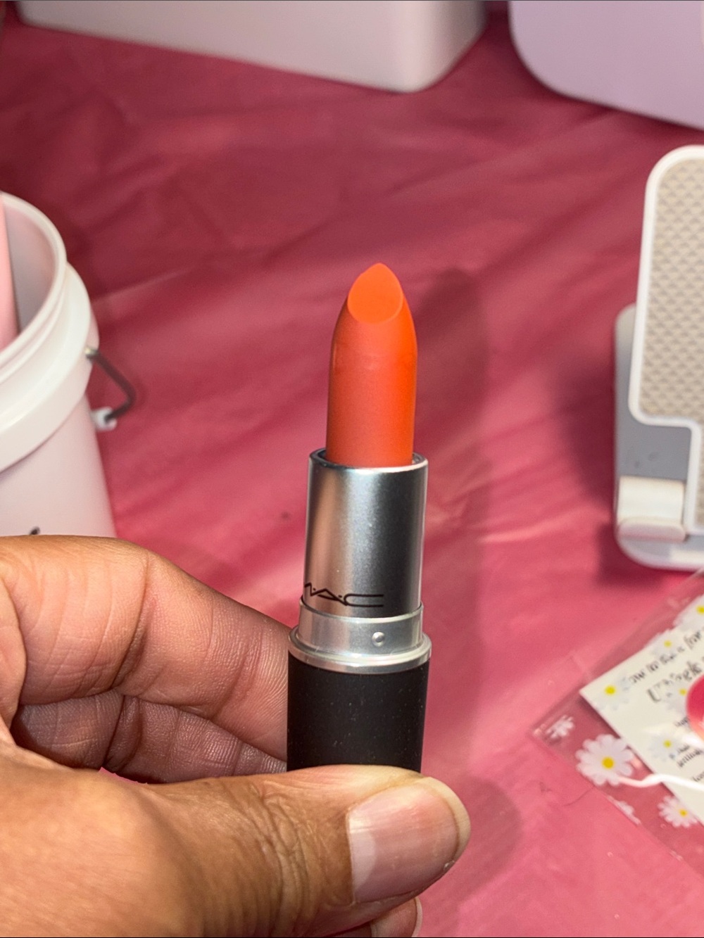 MAC Cosmetics Powder Kiss Lipstick in Vibrant Orange - Picture 3 of 5